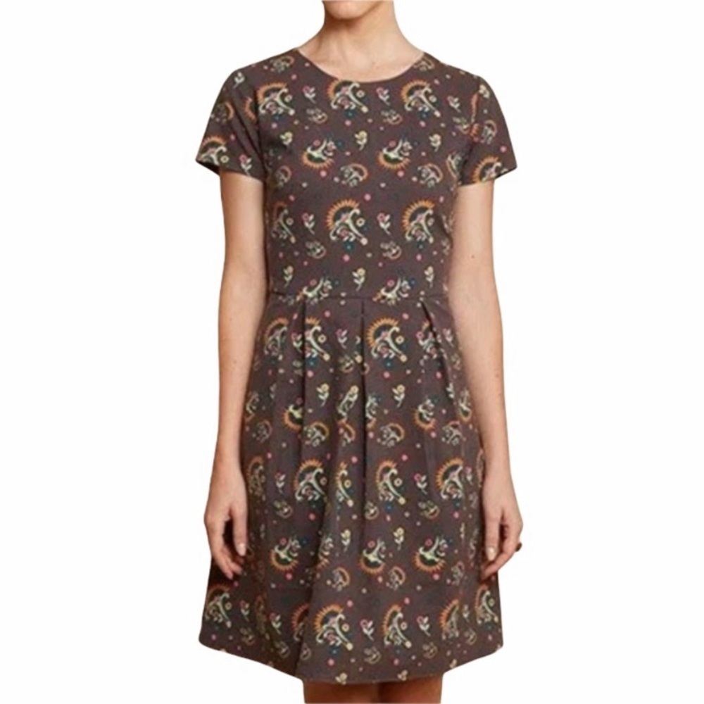 MATILDA JANE Maja Brown Floral Print Ponte Dress M Fit & Flare